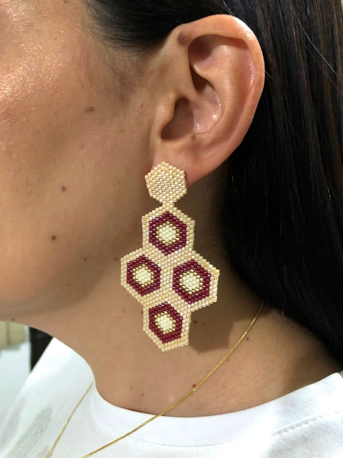 Aretes rombos cafes