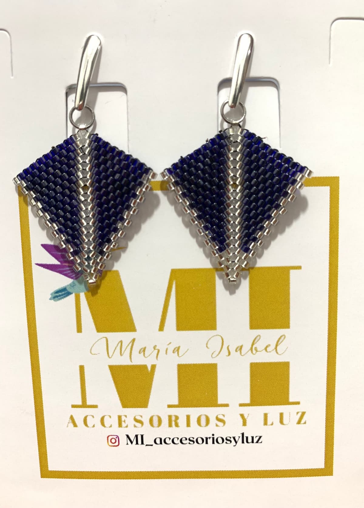 Aretes rombo azul oscuro