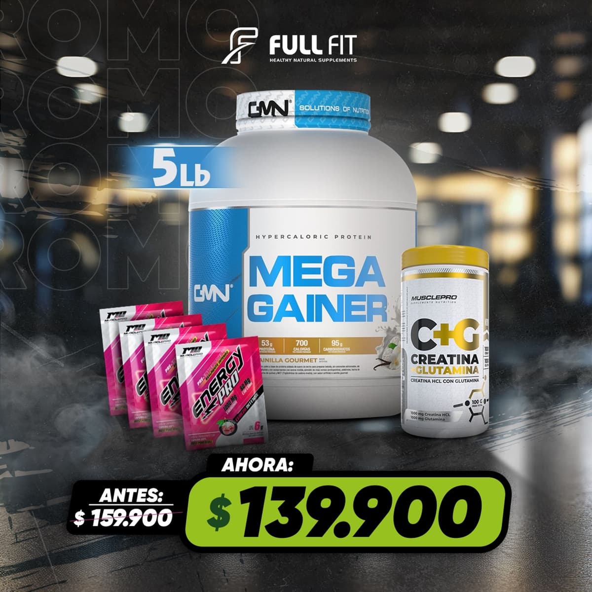 MEGA GAINER 5 LB CREATINA MP 4 ENERGYS
