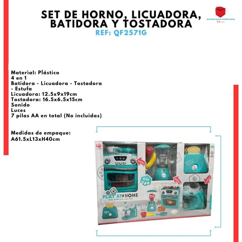 Set de horno, licuadora, batidora y tostadora