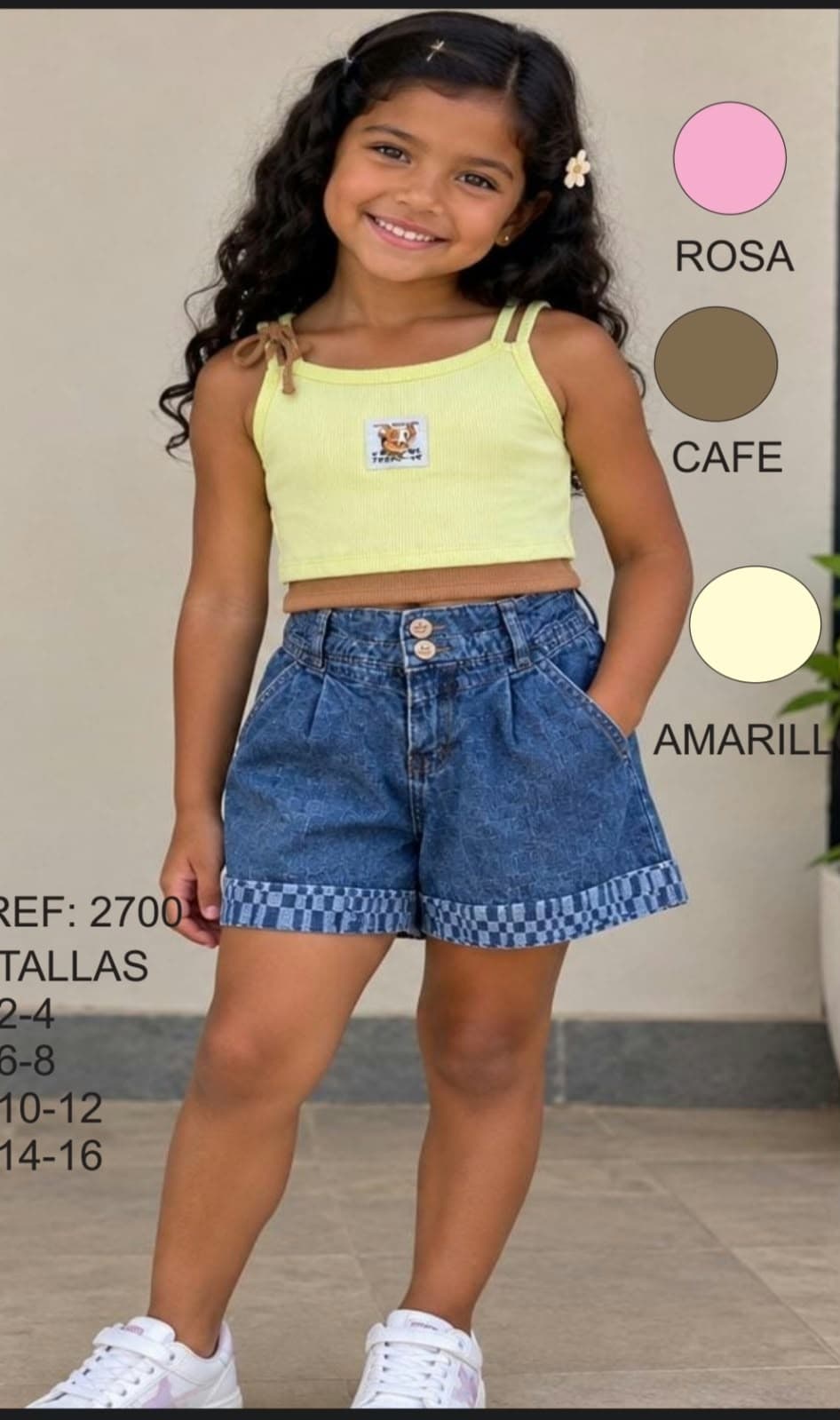 Conjunto Infantil de Top y Short de Denim