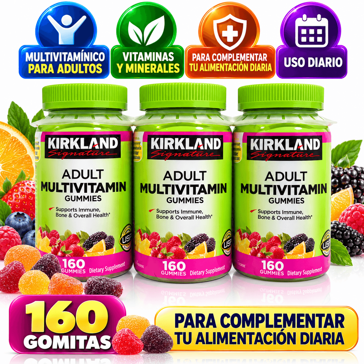 Kirkland Signature Multivitamínico para Adultos en Gomitas – 160 Gomitas